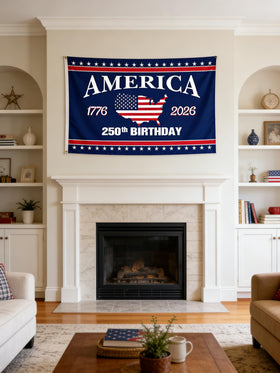 Snungee wall banner USA flag 250th for interior display
