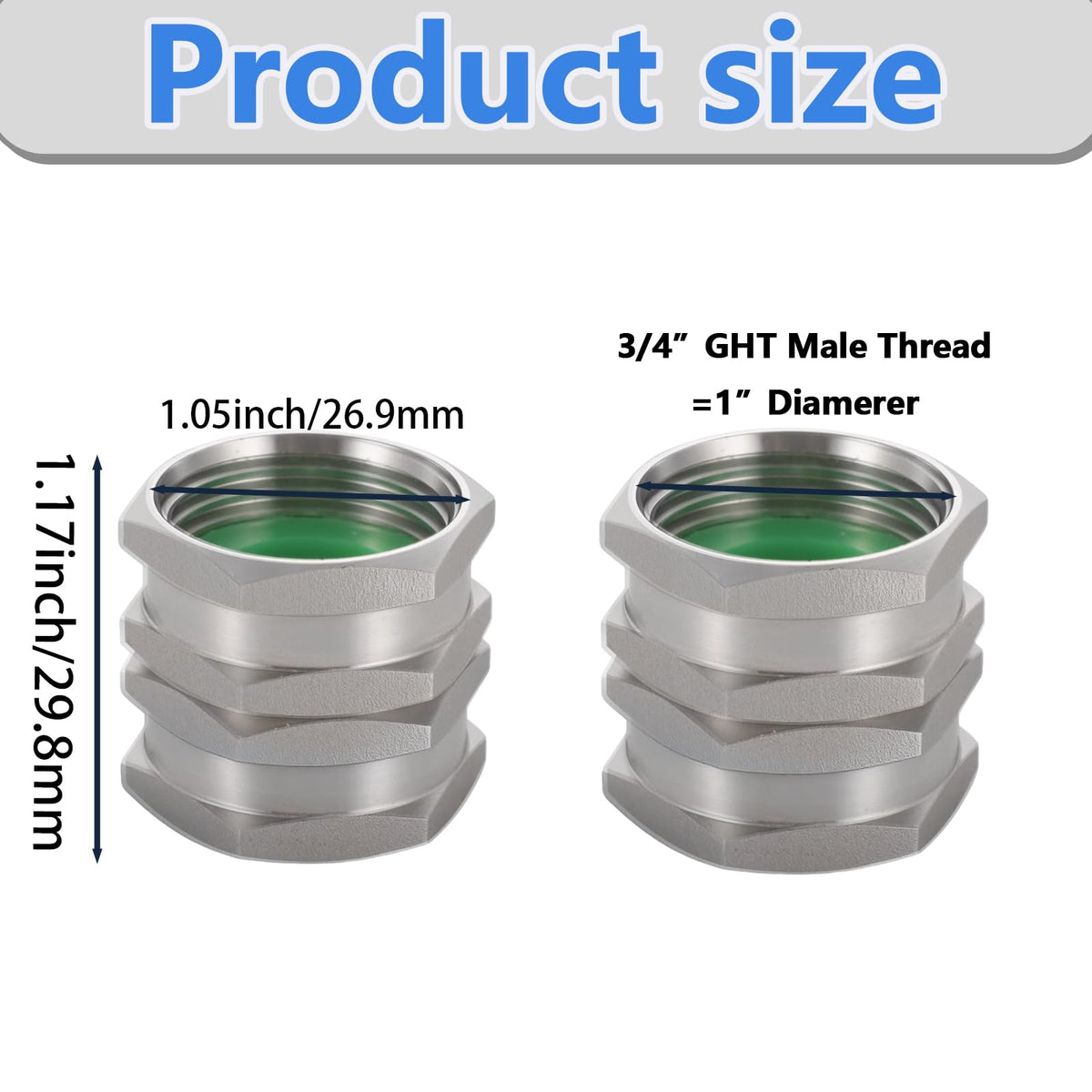 SNUTUYA 3-4 inch GHT to 3-4 inch GHT adapter for universal compatibility.