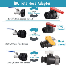 SNUTUYA 3-size thread adapters, flexible connections for most IBC drums.