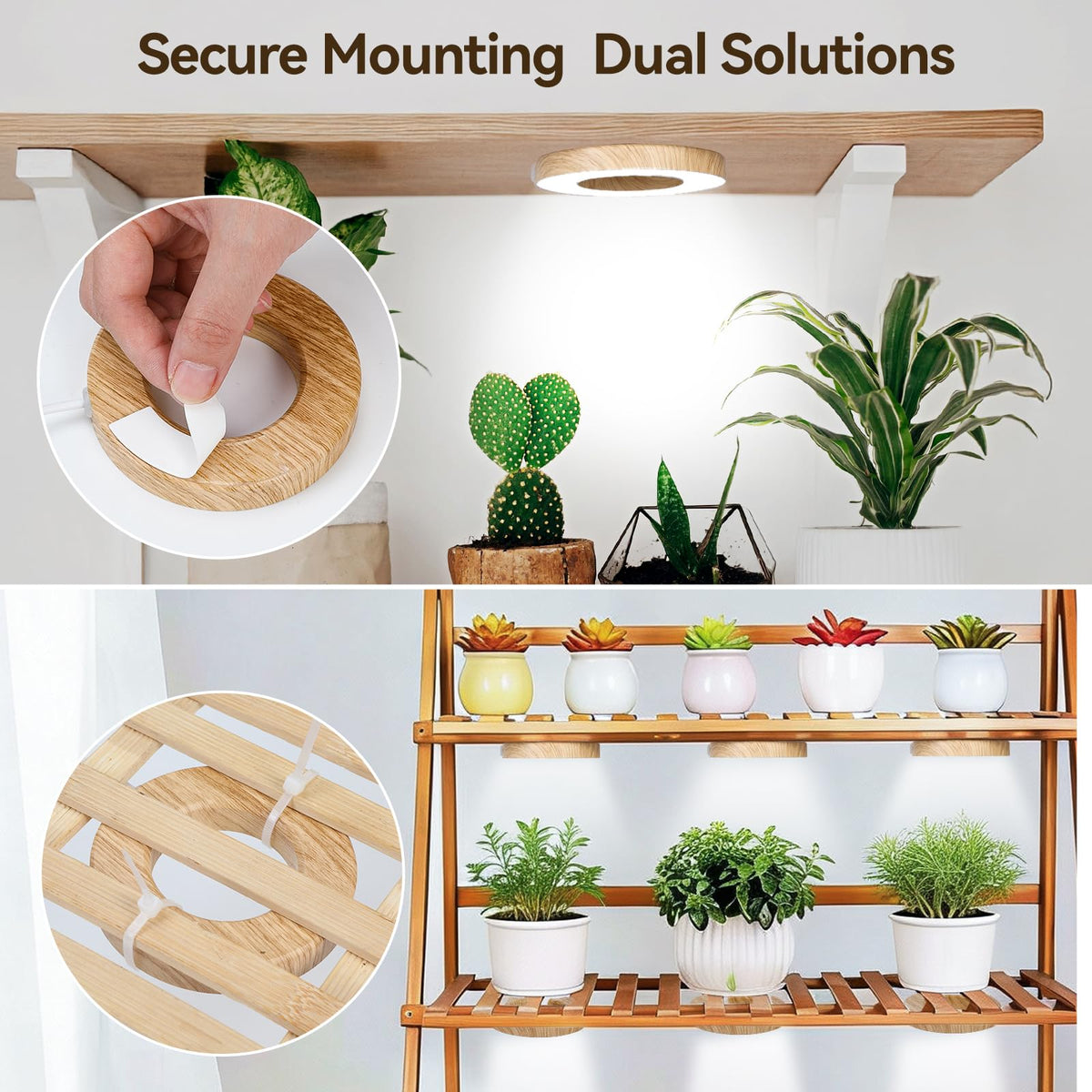 SNVHLQ 3CCT ceiling mount with wood grain ring design blending with decor