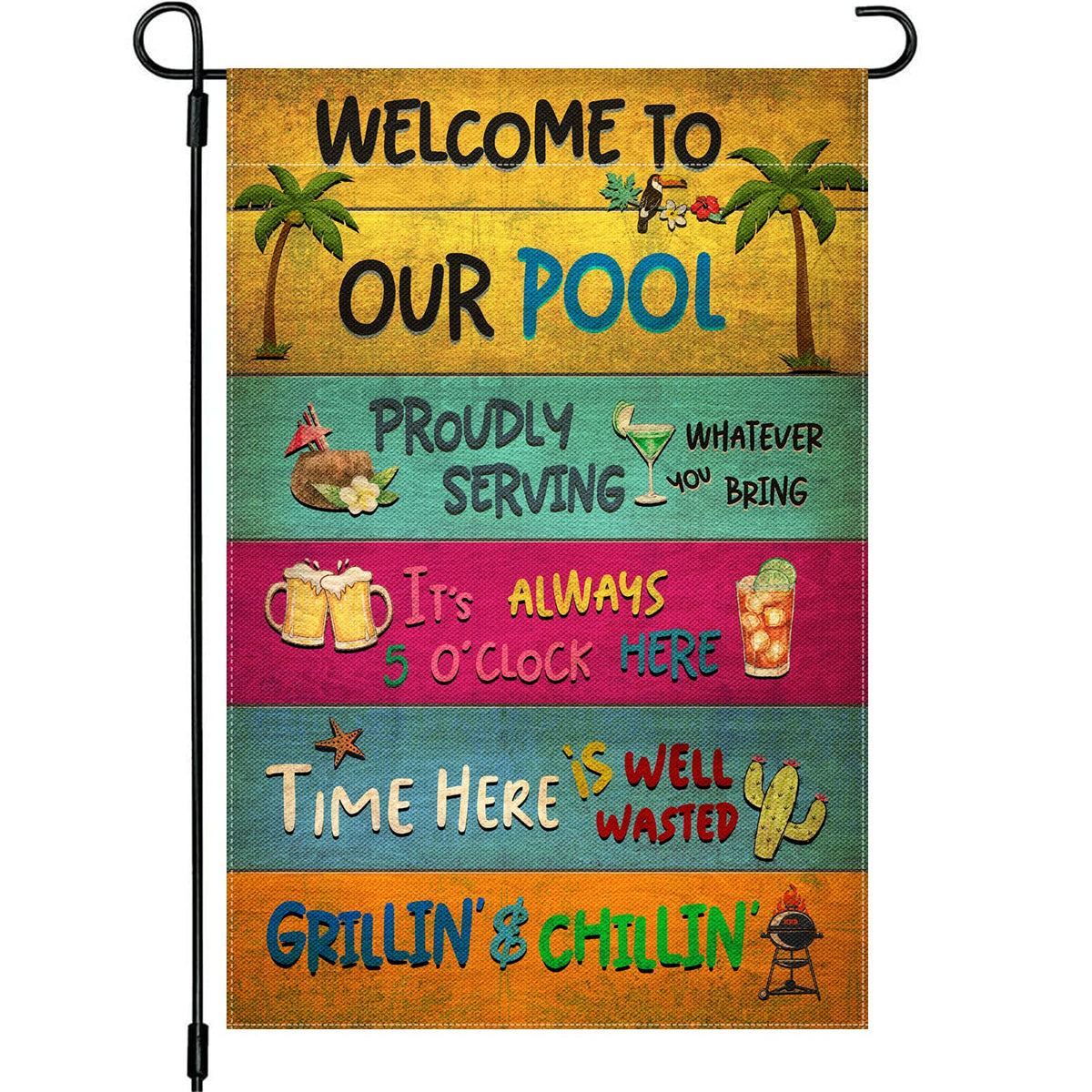 Snycler welcome garden flag 12x18 adds poolside décor curb appeal