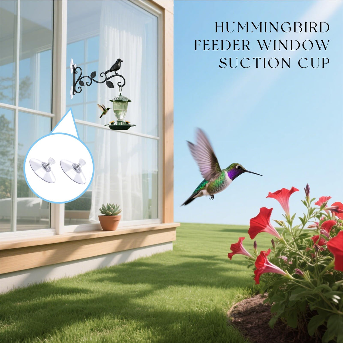 SNYVVEX window suction hook with wind chime in outdoor space