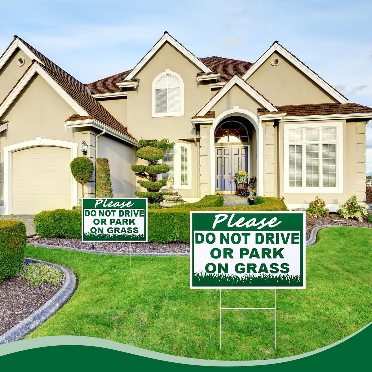 Soaoo 6-pack no parking grass signs set for lawn protection.