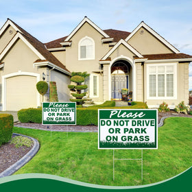Soaoo 6-pack no parking grass signs set for lawn protection.