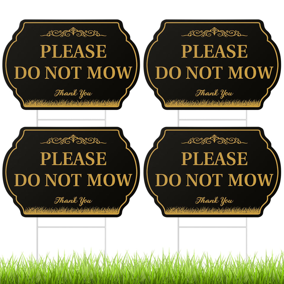 Soaoo please do not mow sign 12x8 inches with stakes for clear outdoor messaging.