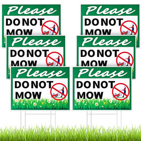 Soaoo please-do-not-mow sign with metal stake, clearly visible from multiple angles.