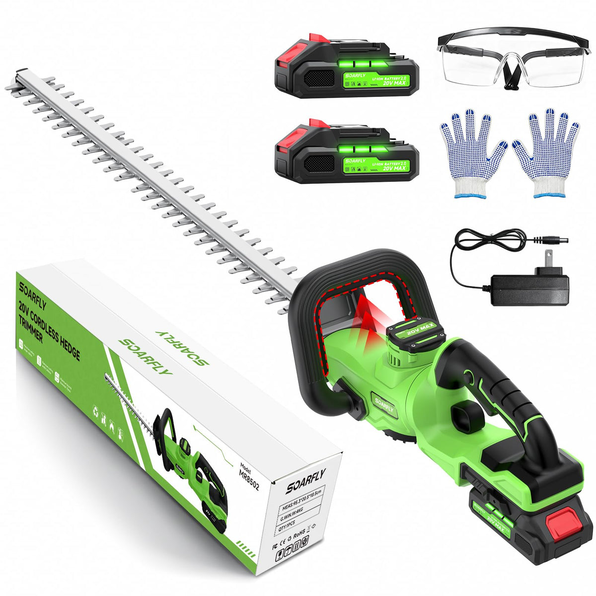 SOARFLY 22-inch hedge trimmer blade for clean, precise cuts.