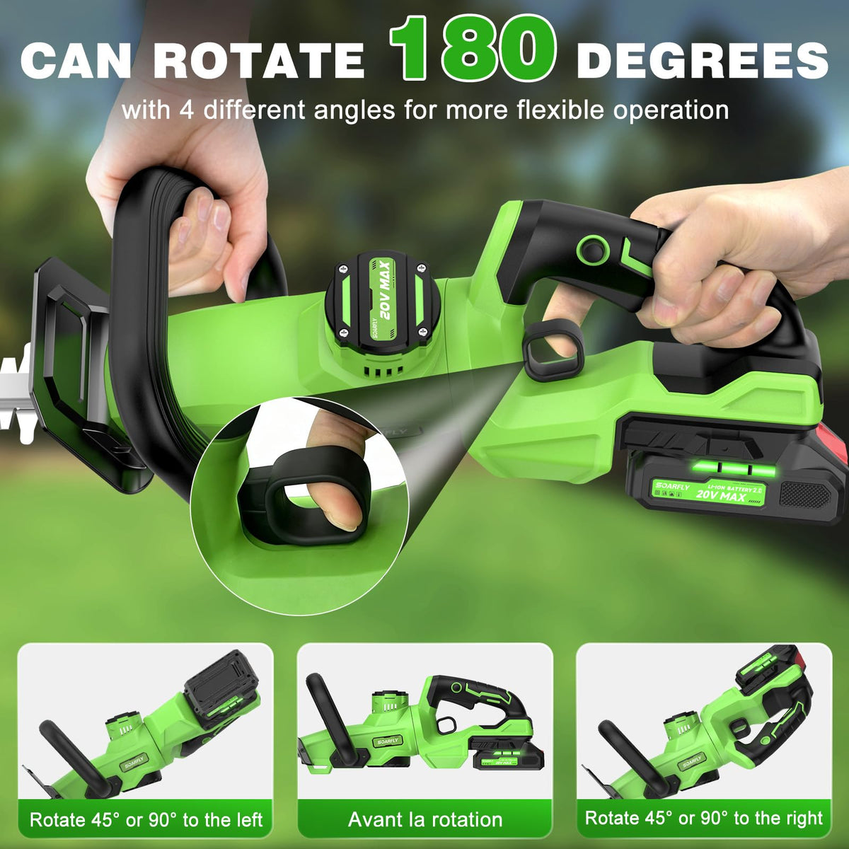 SOARFLY 3000RPM motor powers fast, smooth pruning.