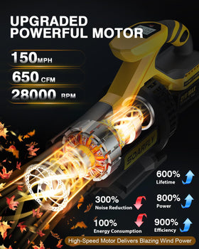 SOARFLY 650 CFM airflow efficiently sweeps heavy leaves and dust.