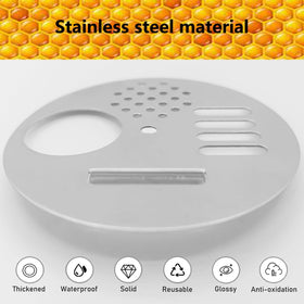 Stainless steel SOAZTAUM entrance disc highlights durability and corrosion resistance.