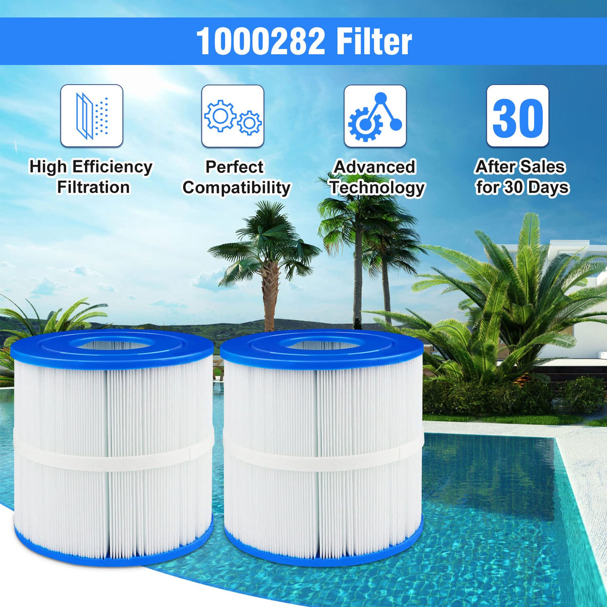 Sobalai 1000282 packaging shows two filters and replacement guidance