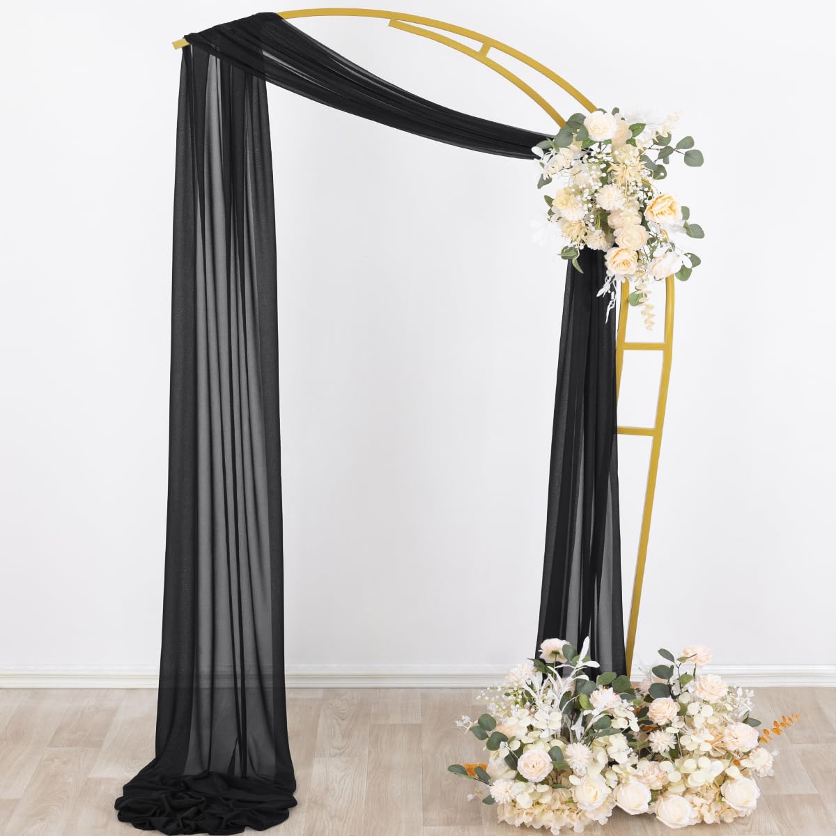 Socomi Gothic wedding fabric highlighting the altar arch and photo backdrop.