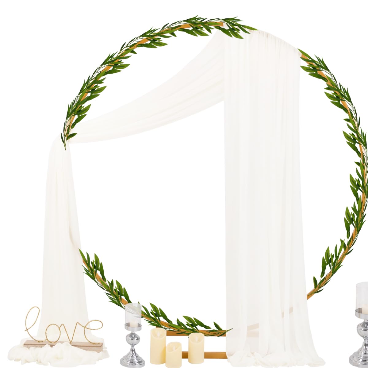 Socomi arch drape flowing to the floor forms romantic lines.