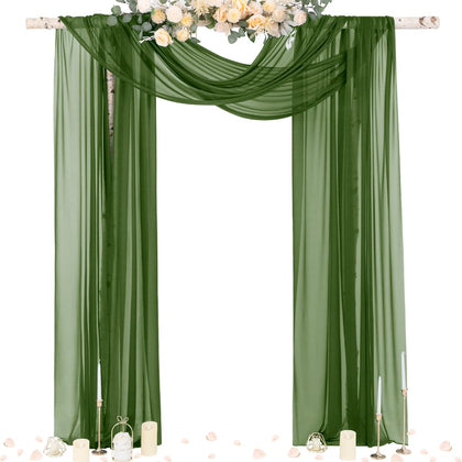 Socomi olive green arch draping panel close-up showing soft fabric texture for elegant backdrop.
