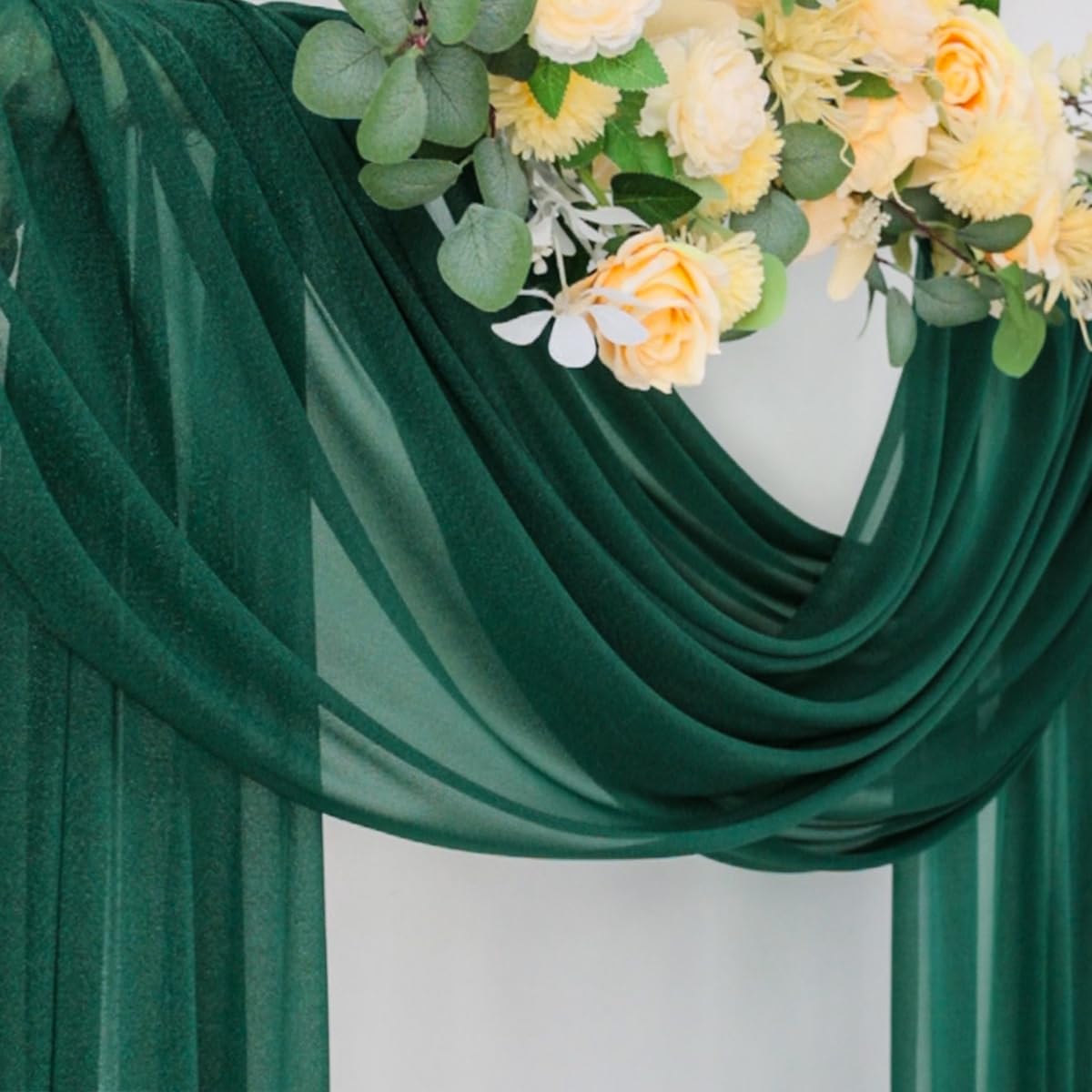 Socomi outdoor backdrop arch drape highlights romantic ceremony ambiance.