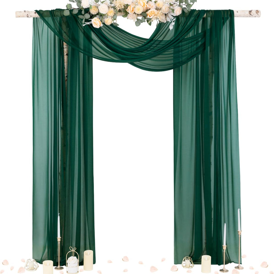 Socomi wedding arch draping panel in emerald green for elegant ceremony backdrop.