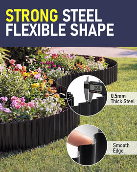 SOCONT black border beside a flower bed defines the space.