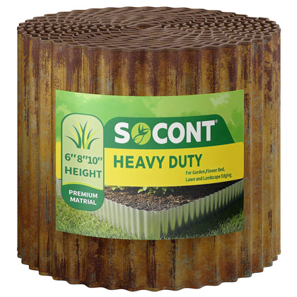 SOCONT corrugated metal edging close-up showing durable outdoor border for gardens.