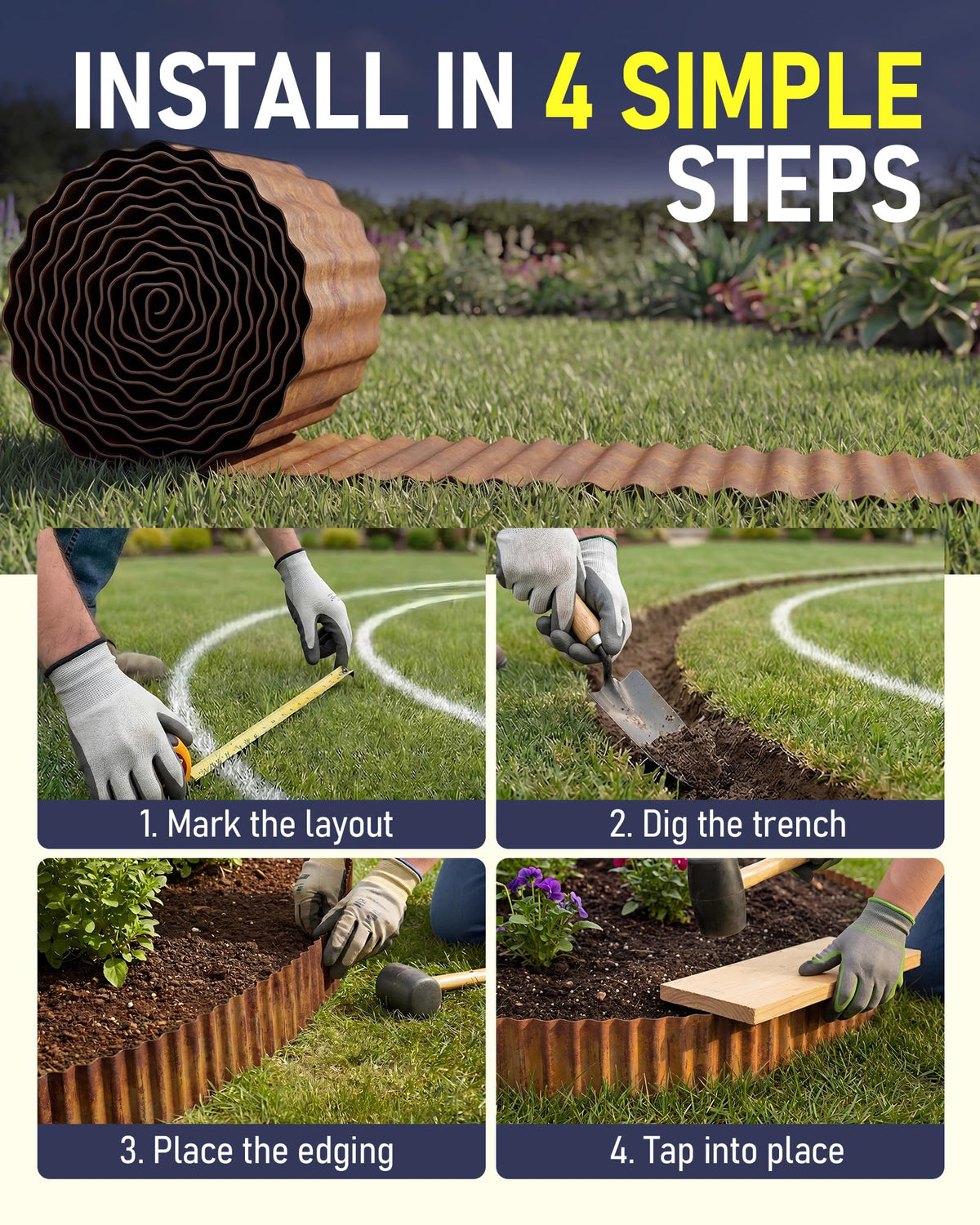 SOCONT 6-inch by 40-foot edging along lawn borders.
