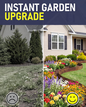 SOCONT rusty finish adds rustic charm to garden borders.