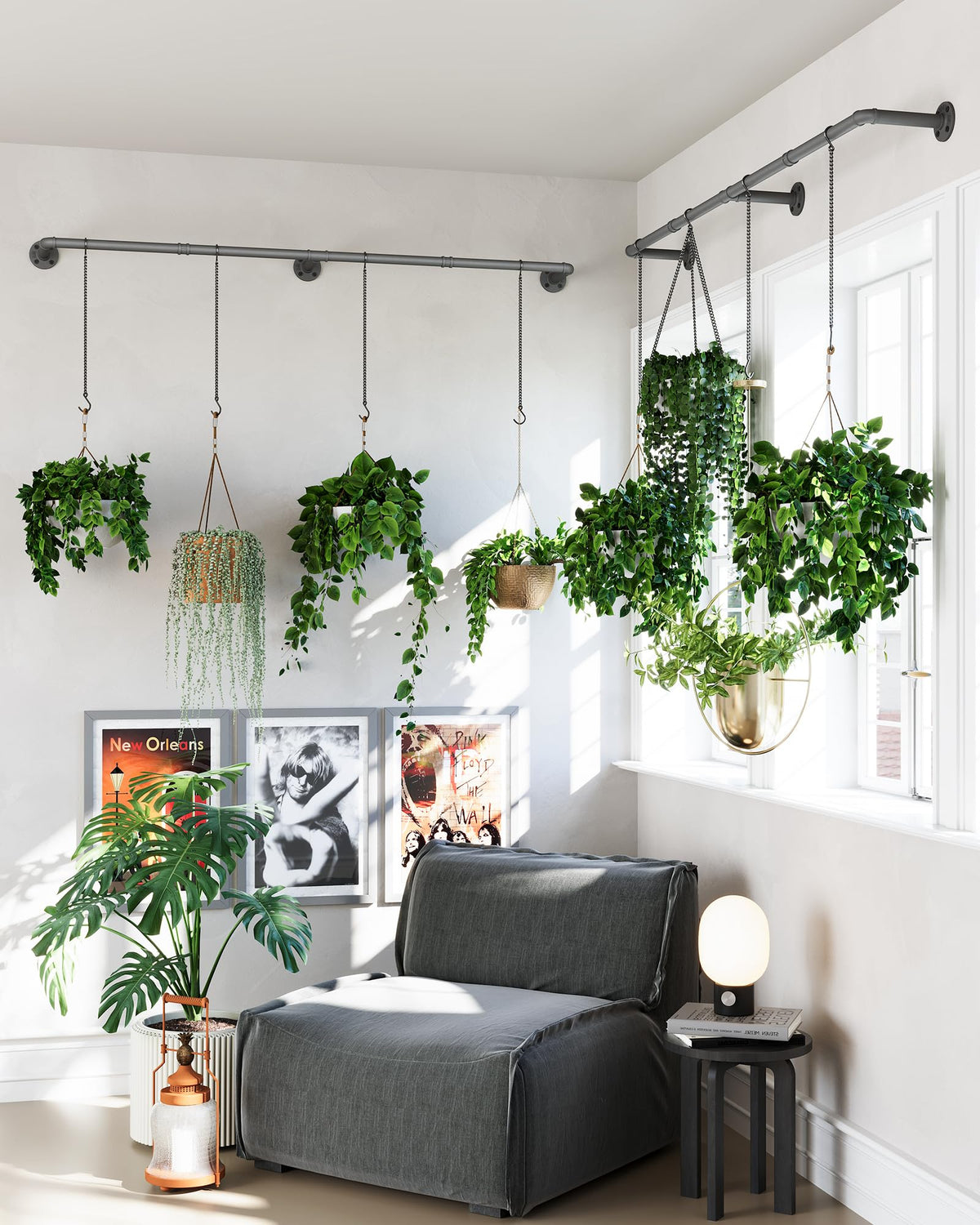 SOFITORG iron black hanging bar highlights industrial style and durability