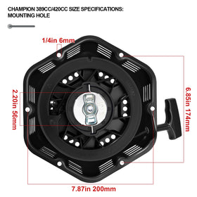 SOFO 500cc pull-start assembly supports versatile startups for Champion devices.
