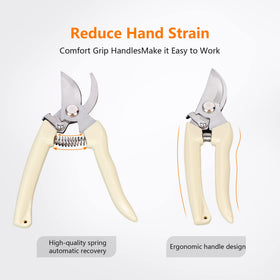 SoftSense stainless steel and plastic handle resists rust during use.