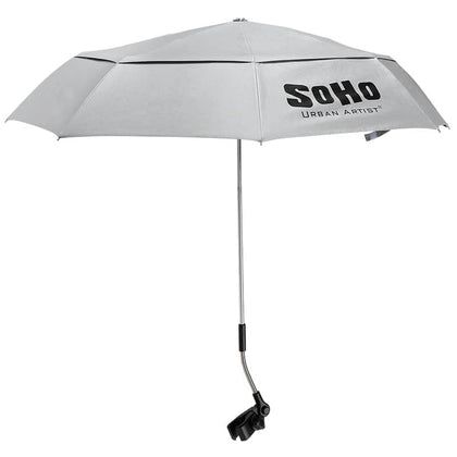 SoHo Urban Artist UV Sunscreen Umbrella folded for compact storage and travel.