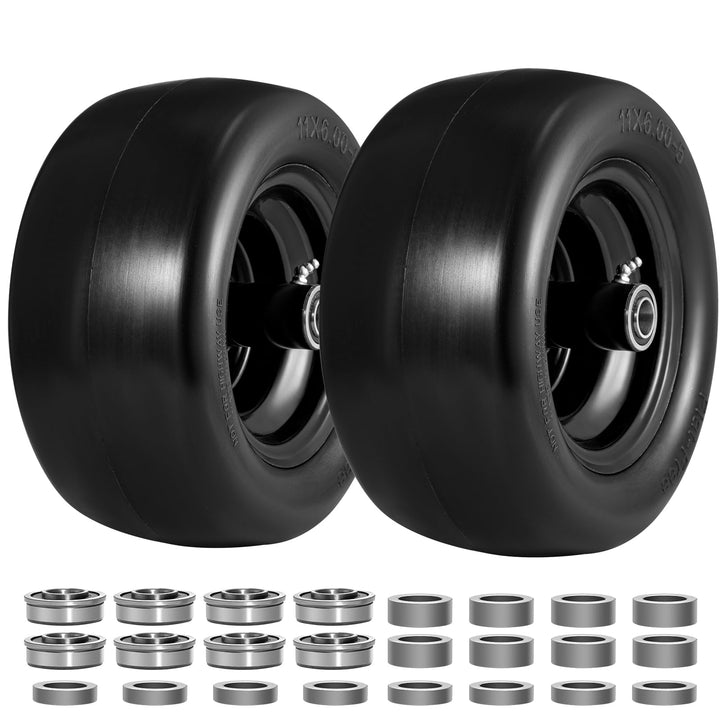 Soiiw 11x6-5 flat-free tire front view for zero-turn mowers.