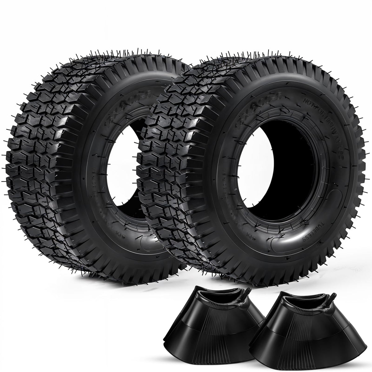 Soiiw 15x6-00-6 front tire tread improves turf traction.