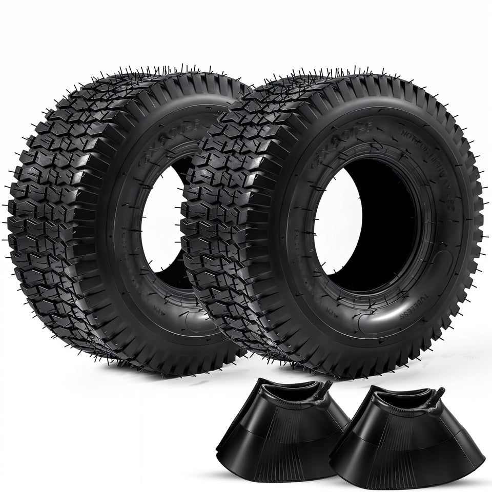 Soiiw 15x6-00-6 front tire tread improves turf traction.