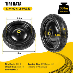 Soiiw solid tire wheel supports 300 lbs for heavy-duty hand trucks