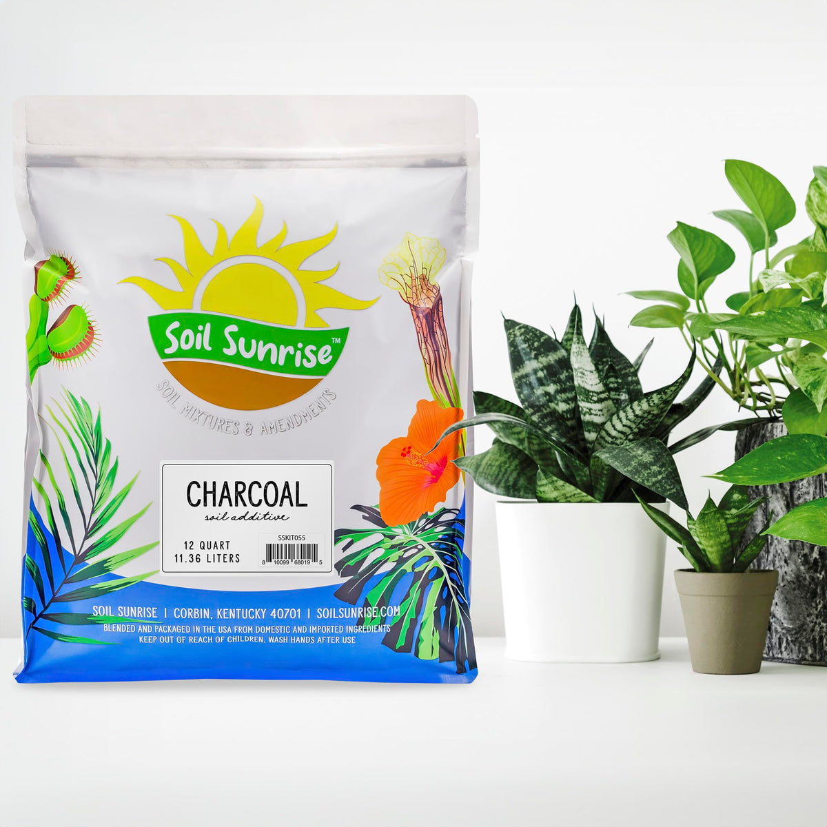 Close-up of Soil Sunrise hardwood charcoal chips for potting mixes.