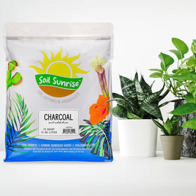 Close-up of Soil Sunrise hardwood charcoal chips for potting mixes.