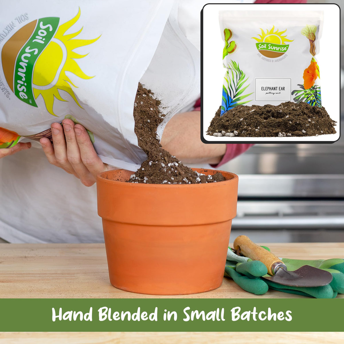 Soil Sunrise organic humus enriched mix — improves soil structure for robust roots