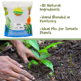 Soil Sunrise natural-ingredients closeup displays base for thriving transplants.