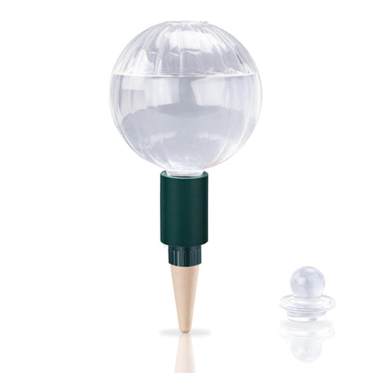 Soilagua 23 oz extra-large watering globe in clear glass showing steady moisture for plants
