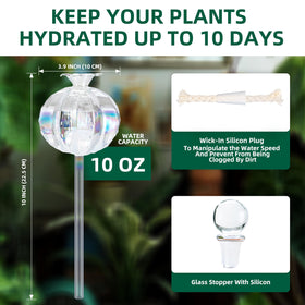 Soilagua light iridescent glass water bulb adds decorative, steady watering