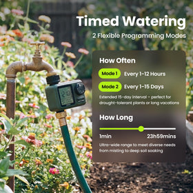 Soildrops sprinkler timer large dial enables precise watering control.