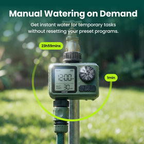 Soildrops sprinkler timer self-cleaning valve prevents clogs for reliability.