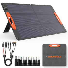 SOKIOVOLA 100W folded portable solar panel ready for compact outdoor charging.