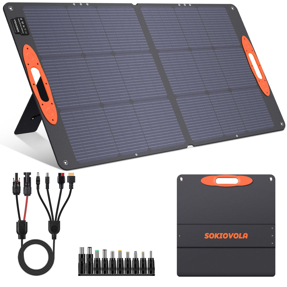 SOKIOVOLA 110W folded panel for easy transport and compact storage.