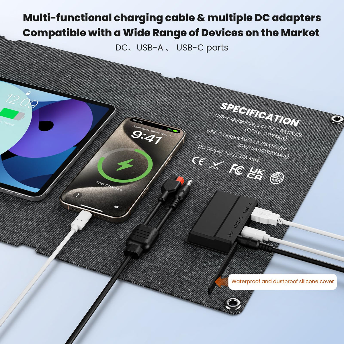 Sokiovola 50W USB-C port active, fast charging for devices on the go.