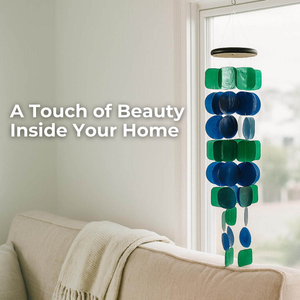 Solange & Frances wind chimes are ideal for covered spaces to protect longevity.