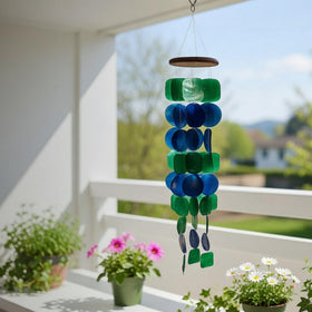 Solange & Frances capiz wind chimes bring garden decor with peaceful tones.