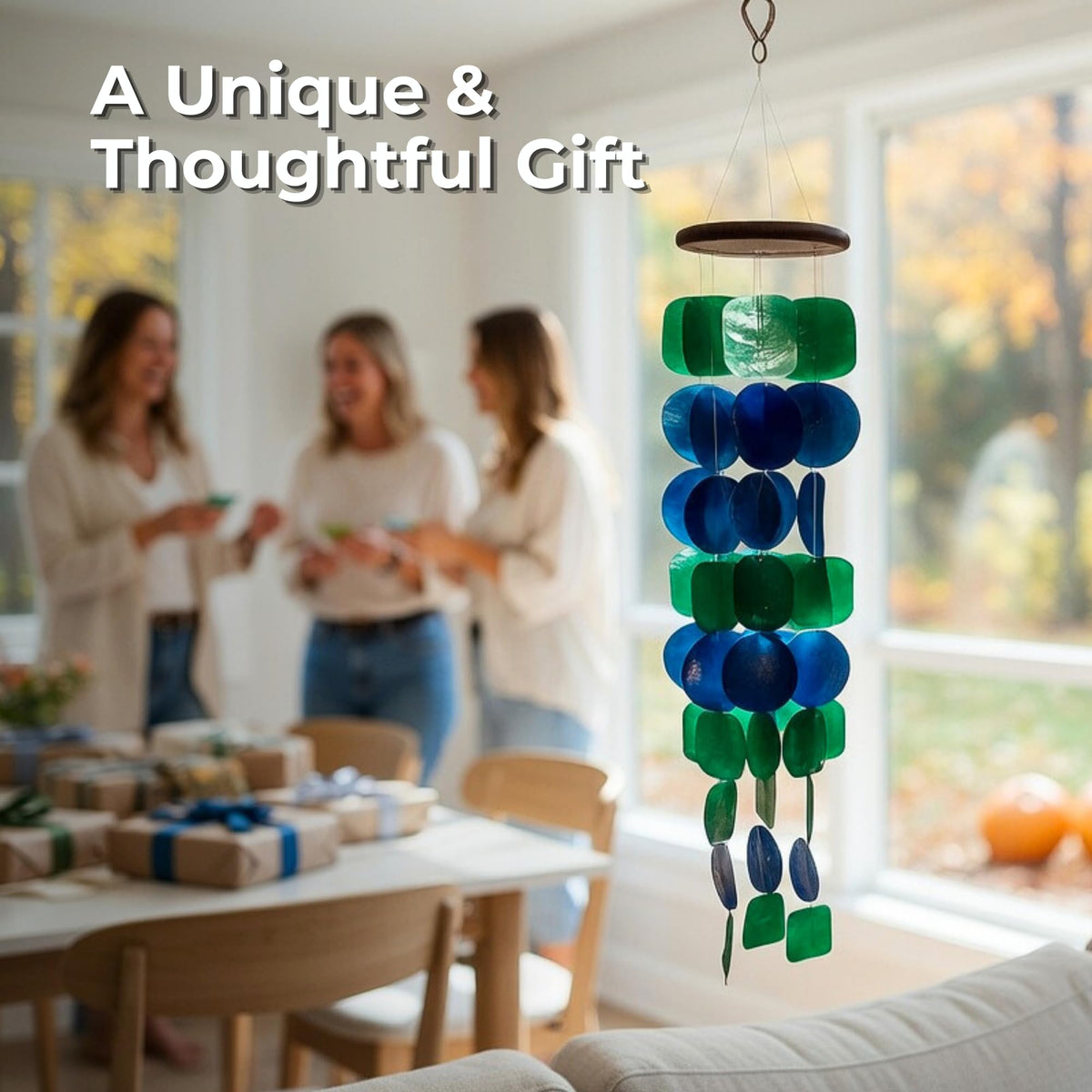 Solange & Frances wind chimes emit a calming sound in light breezes.