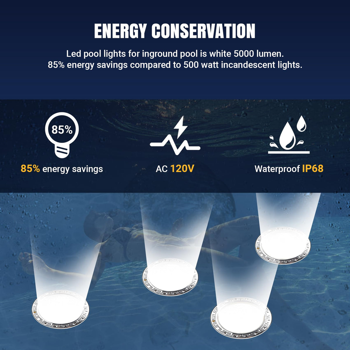 SOLAR SPORTS 10-inch wet niche compatible light provides stable underwater illumination