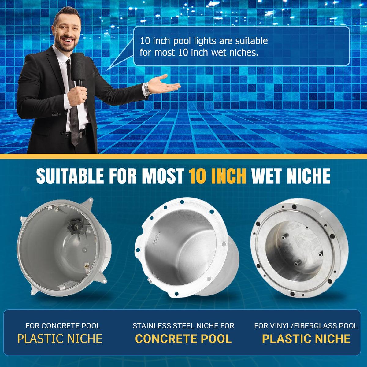 SOLAR SPORTS easy-install pool light simplifies mounting in standard wet niches