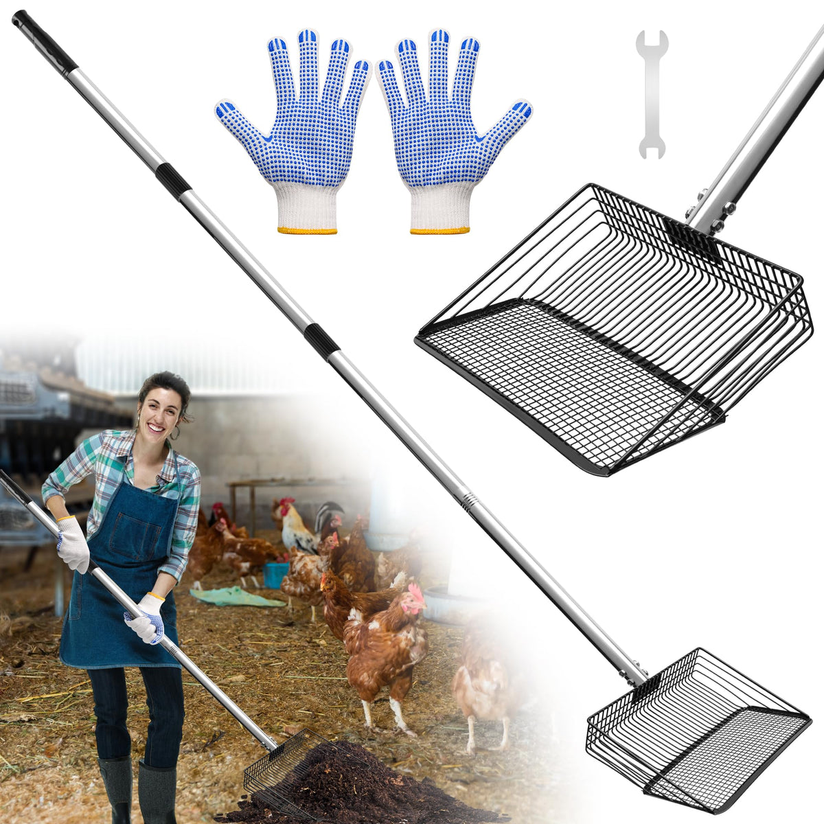 Solaradgy 10-inch dual-spec pore scoop for efficient coop cleaning
