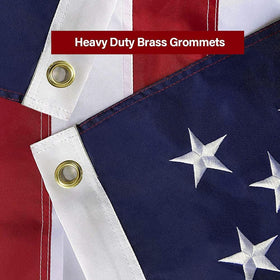 SolarStar flag features brass grommets for secure outdoor hanging.